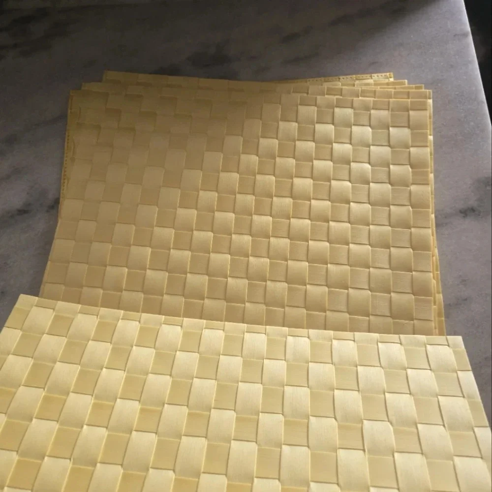 Woven Yellow Placemats Set – Textured Basket Weave Table Mats